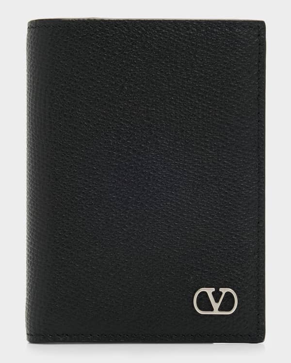 Valentino Garavani Men's Mini VLogo Croc-Effect Bifold Card Holder