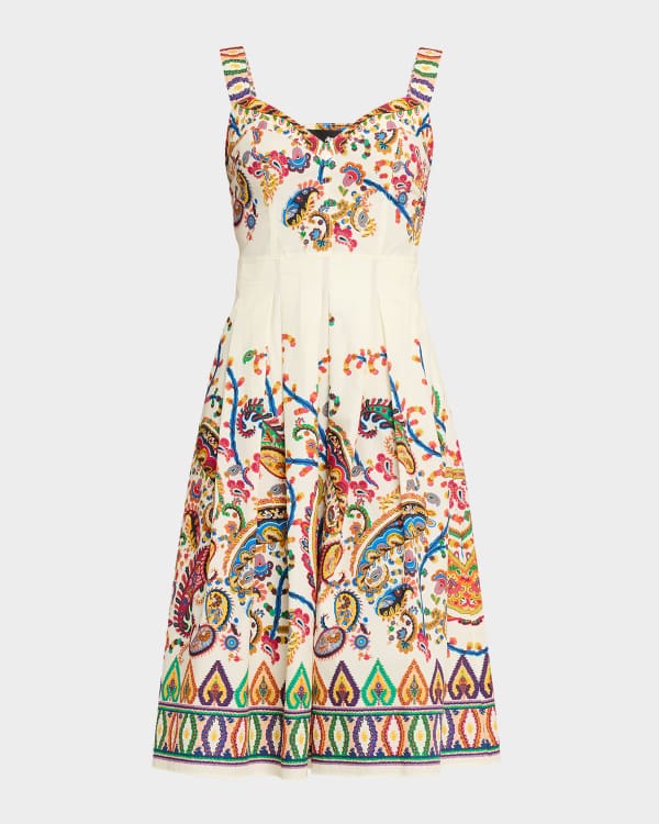 knee length dresses for ladies Paisley Printed Midi Dress Medium main image 0