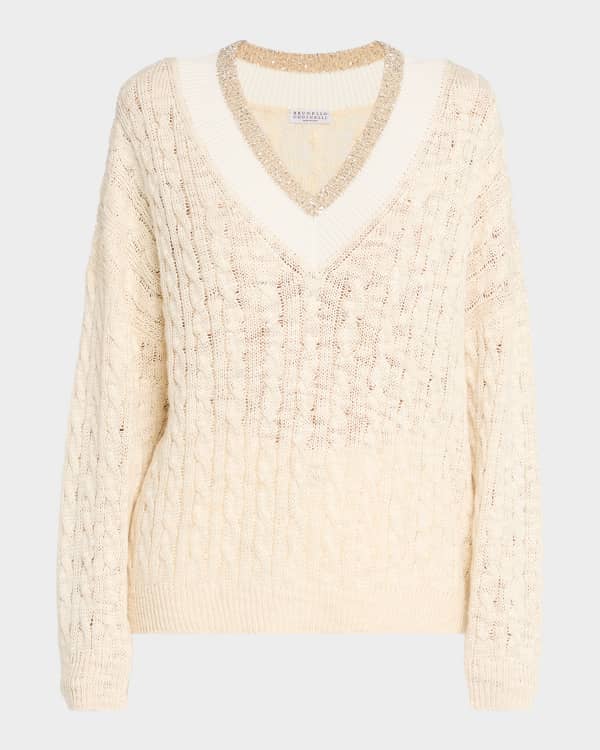 Loewe Layered V-Neck Wool Oversized Sweater | Neiman Marcus