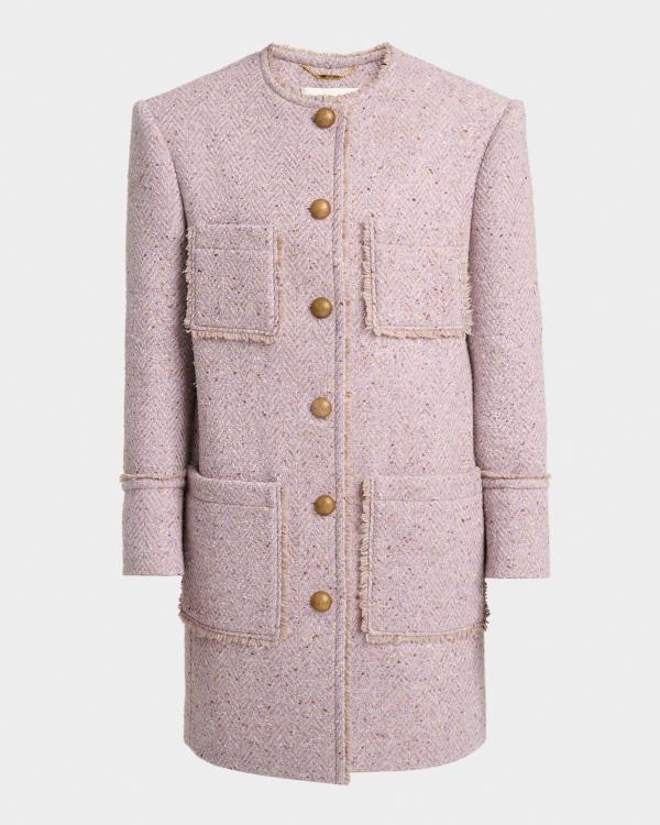 Chloe Double-Breasted Herringbone Oversized Peplum Coat | Neiman