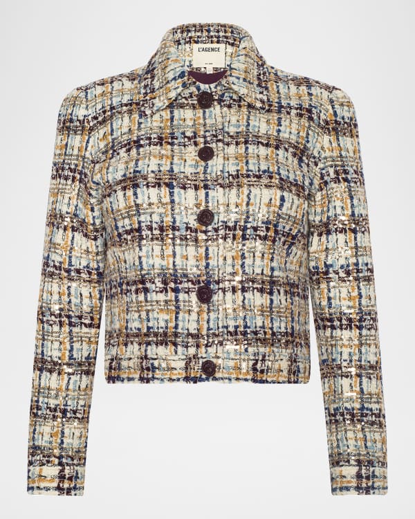 L'Agence Angelina Metallic Tweed Jacket | Neiman Marcus
