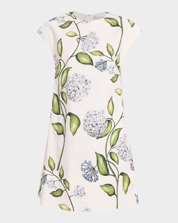 Oscar de la Renta V-Neck Snake-Print Sleeveless Cotton Midi Dress | Neiman  Marcus