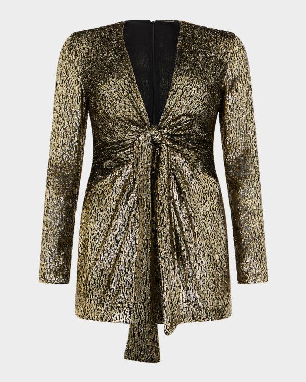Roberto Cavalli Long Slip Dress w/ Leopard Print Detail | Neiman