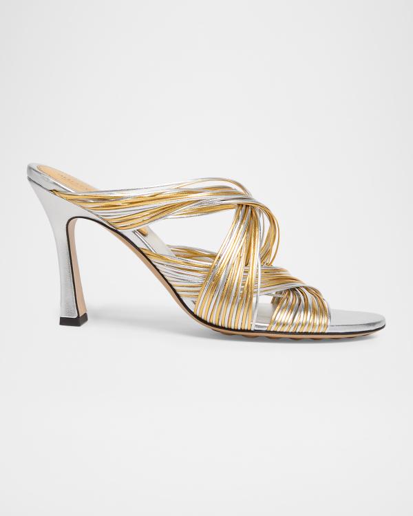 Manolo Blahnik Vieramul Pleated Satin Kitten-Heel Mule Sandals
