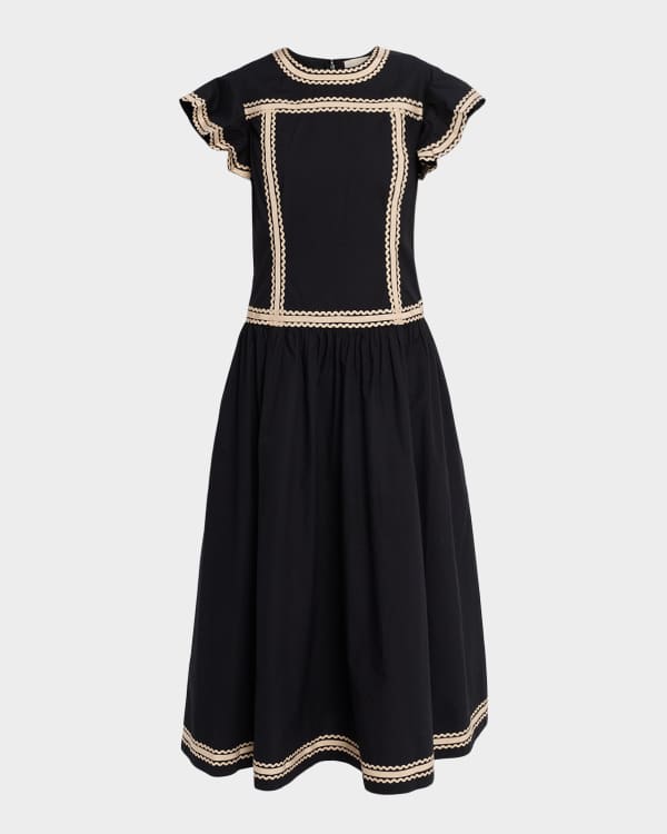 Ulla Johnson Olivette Embroidered Midi Dress | Neiman Marcus
