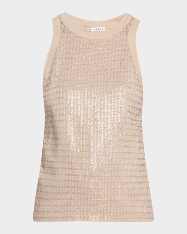 Saint Laurent YSL Logo Striped Tank Top | Neiman Marcus
