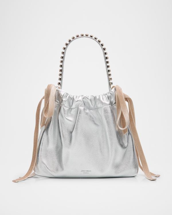 Jimmy Choo Bon Bon Floral Applique Leather Top-Handle Bag | Neiman