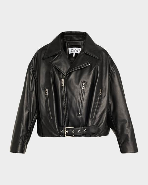 Loewe Leather Balloon Jacket with Zipper Detail | Neiman Marcus