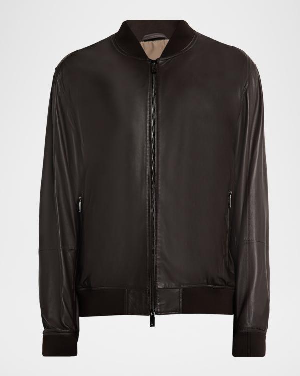 Emporio Armani Men's Oversized-Pocket Leather Bomber Jacket