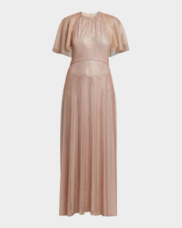 sachin and babi light blue dress Zuhair Murad Chiffon Cape-Sleeve Maxi Dress in Pink