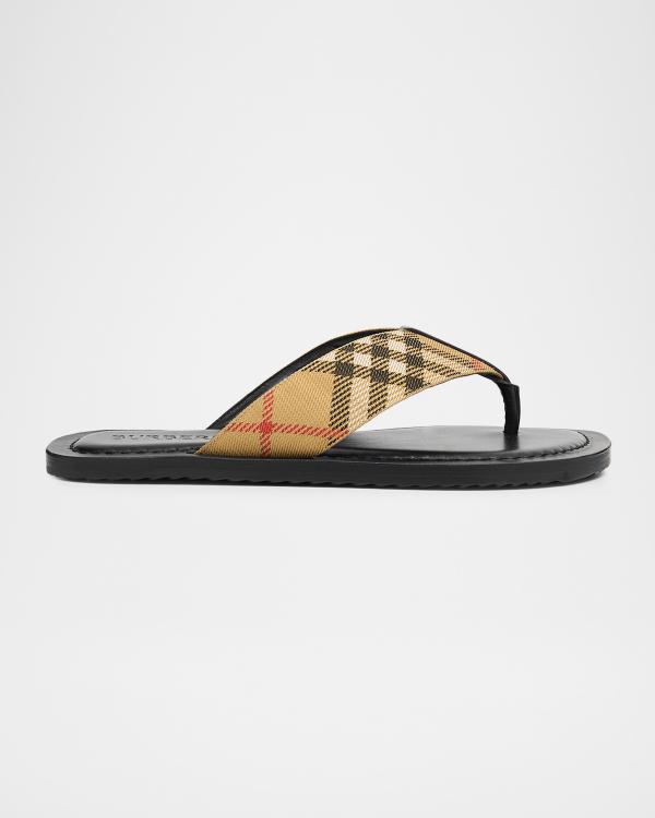 Burberry Men's Furley Check Slides | Neiman Marcus