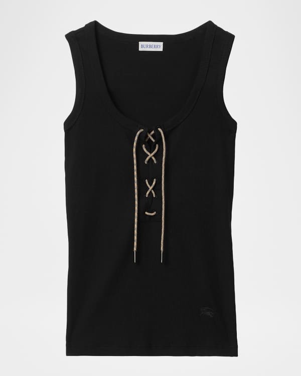 Saint Laurent YSL Logo Striped Tank Top | Neiman Marcus