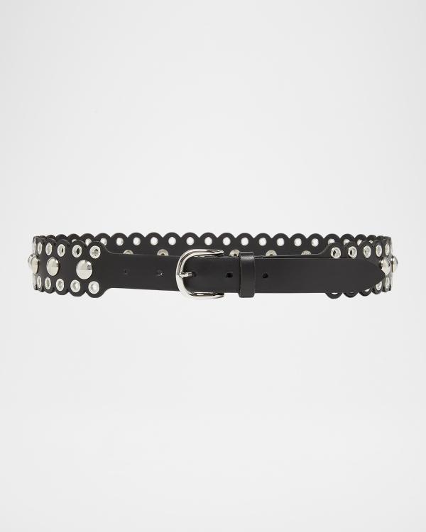 Isabel Marant Embellished Rica Belt in Black Leather Isabel Marant Black Leather Rica Studded Belt 80 main image 3