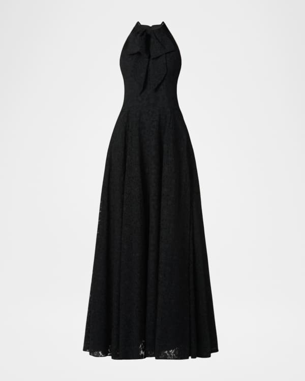 Shoshanna Zania Cutout Floral Lace Halter Maxi Dress | Neiman Marcus
