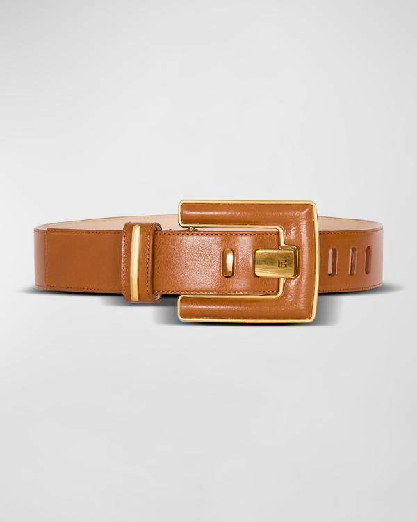 Balmain Calfskin Leather Denim Belt W/ Safety Pin | Neiman  display picture 1