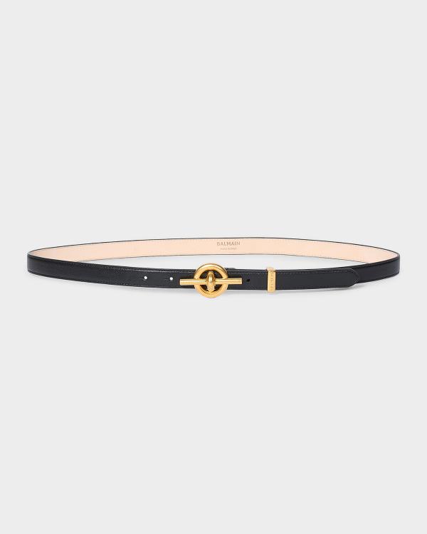 Balmain Calfskin Leather Denim Belt W/ Safety Pin | Neiman 