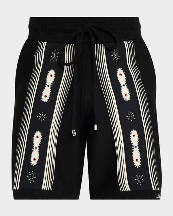 amiri ダメージボーダー　macra Amiri Men's MA Perforated Leather Shorts | Neiman Marcus
