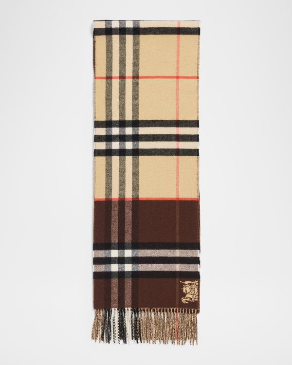 BURBERRY ブラウン BTロゴ マフラー Burberry Men's Wool Logo B-Shield Scarf | Neiman Marcus