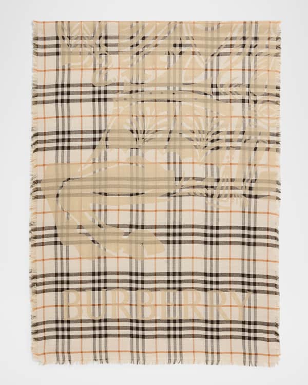BURBERRY スクエアプレート 鹿の絵柄 Burberry Wide EKD Check Wool Silk Scarf | Neiman Marcus