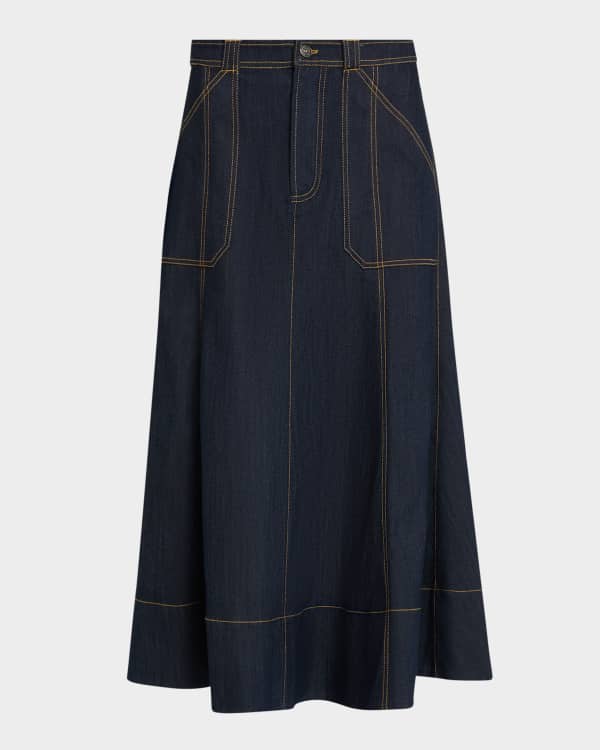 Cinq a Sept Veena Vegan Leather Midi Skirt | Neiman Marcus