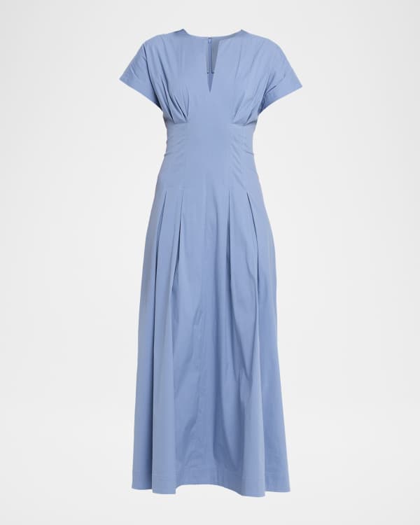 Lela Rose V-Neck Tulip Lace Cape-Sleeve Midi Dress | Neiman Marcus