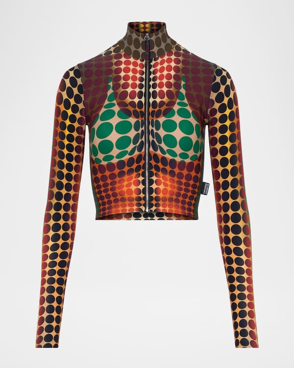 Jean Paul Gaultier Re-Edition Eyes And Lips-Print Mesh Long-Sleeve