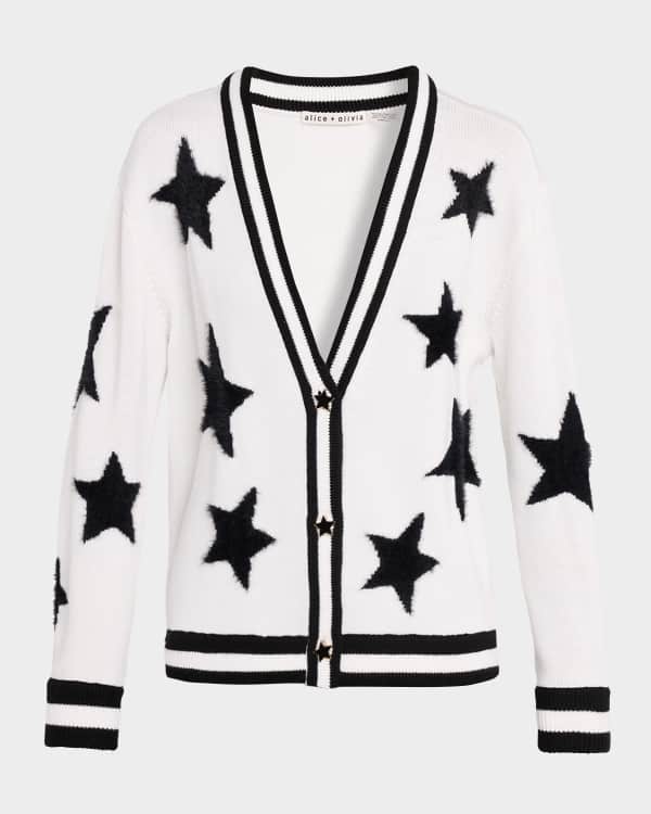 Alice + Olivia Cecilie Cropped Cable-Knit Cardigan | Neiman Marcus