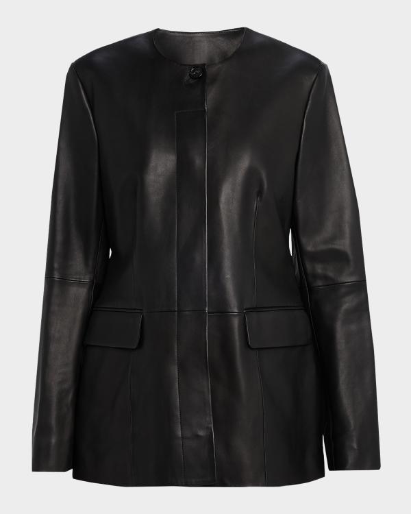 Emporio Armani Single-Button Leather Jacket | Neiman Marcus