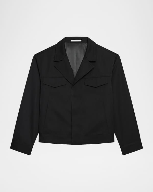 ☆450 HELMUT LANG スタンドカラー テーラードジャケット ブラック Helmut Lang Men's Ladder-Stitch Border Zip Jacket | Neiman Marcus