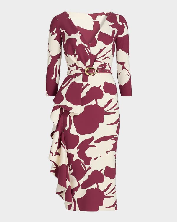 Aidan Mattox Draped High-Low Halter Midi Dress | Neiman Marcus