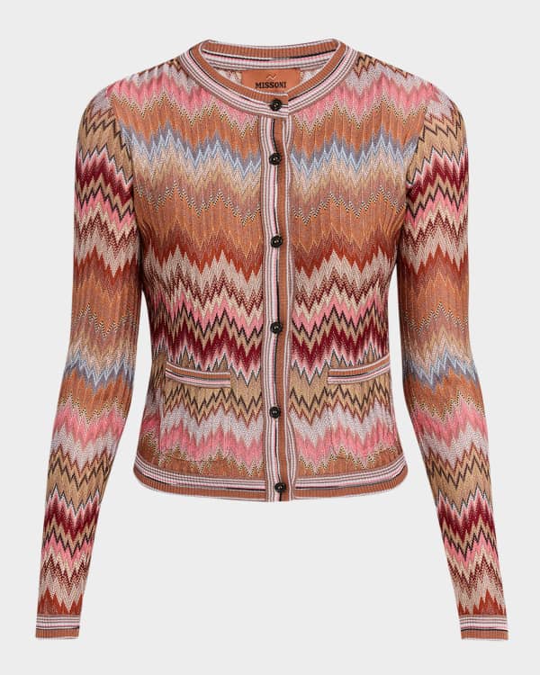 【美品】Missoni カーディガン 51 イタリア製 カシミア Missoni Striped Crochet Knit Long Cardigan | Neiman Marcus