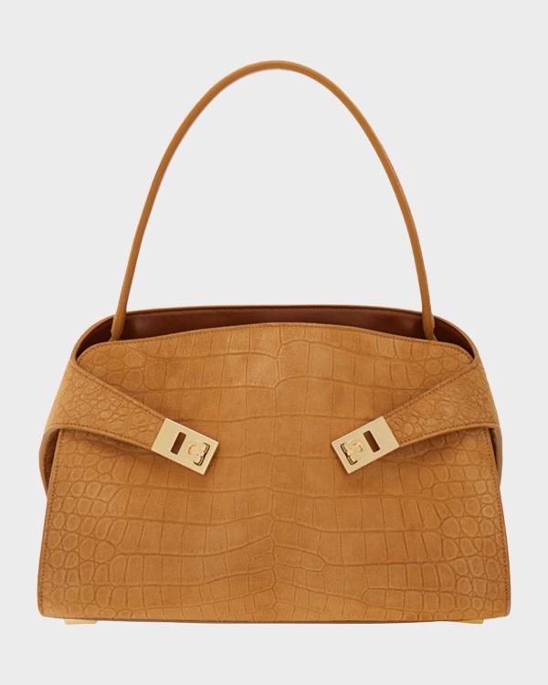 Ferragamo Scarf Smooth Leather Shoulder Bag | Neiman Marcus