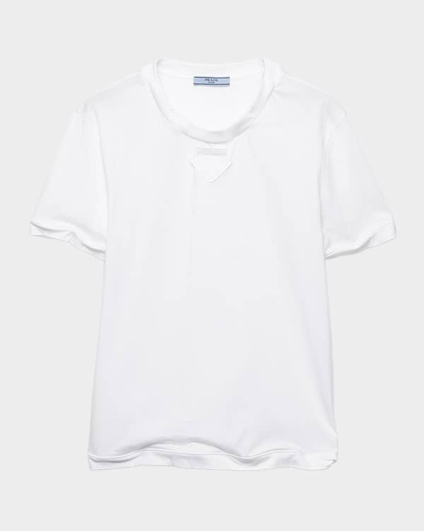 Prada Short-Sleeved Silk Taffeta Shirt | Neiman Marcus