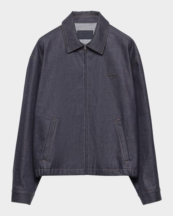 Valentino Garavani Men's Embroidered-Trim Denim Jacket | Neiman Marcus