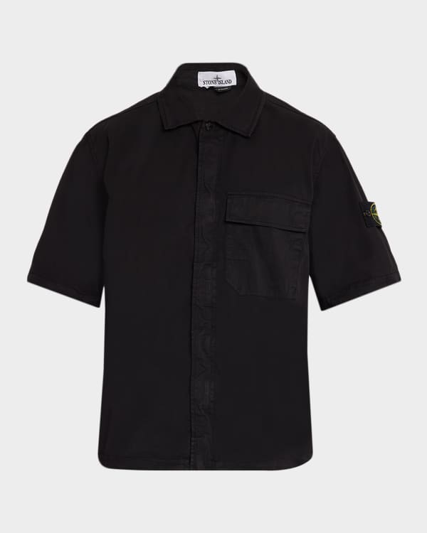 Stone Island Men's Ghost Zip-Front Cotton-Wool Overshirt | Neiman