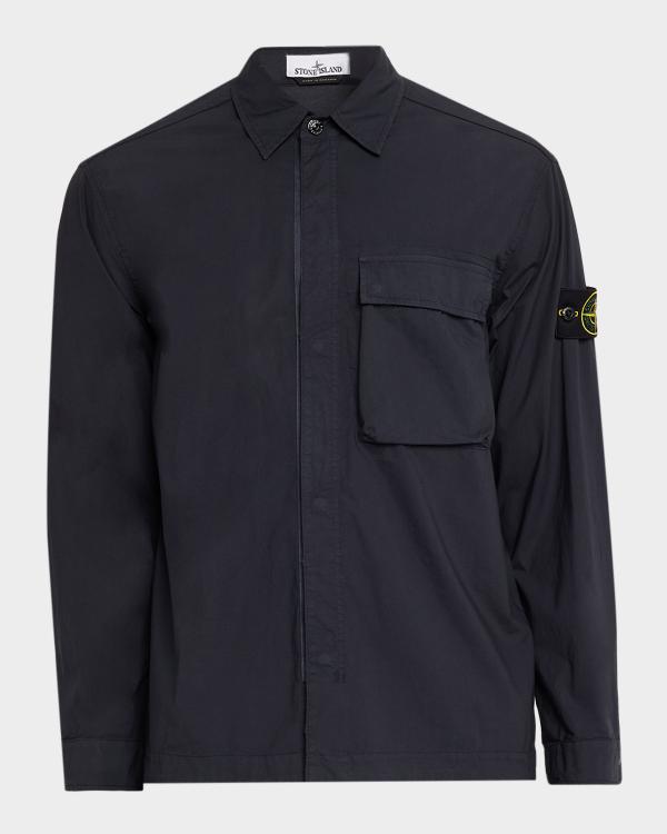 Stone Island Men's Cotton Stretch Full-Zip Shirt Jacket | Neiman