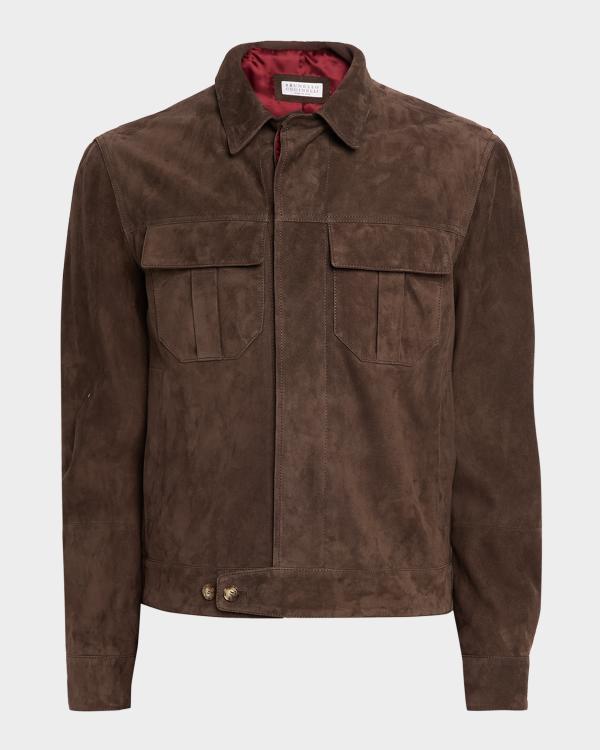 Giorgio Armani Men's Leather Full-Zip Blouson | Neiman Marcus