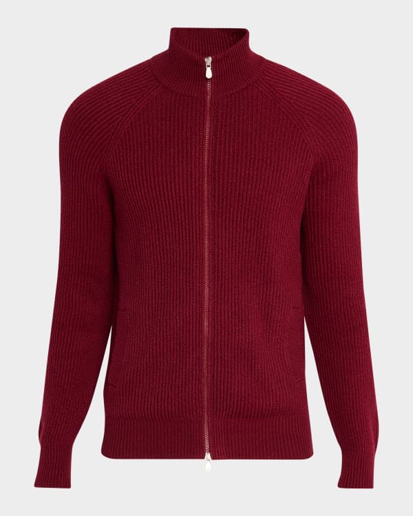 Brunello Cucinelli Men's Fair Isle Alpaca-Blend Zip Cardigan