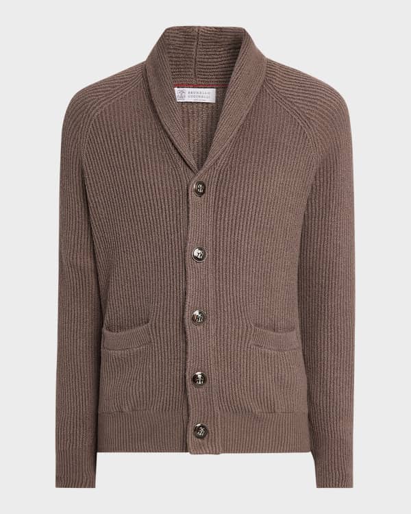 Brunello Cucinelli Men's V-Neck Cashmere Cardigan | Neiman Marcus