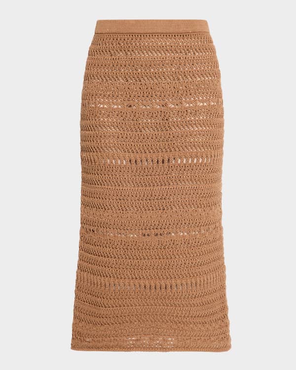 FABIANA FILIPPI Straight Lace-Hem Knit Midi Skirt | Neiman Marcus