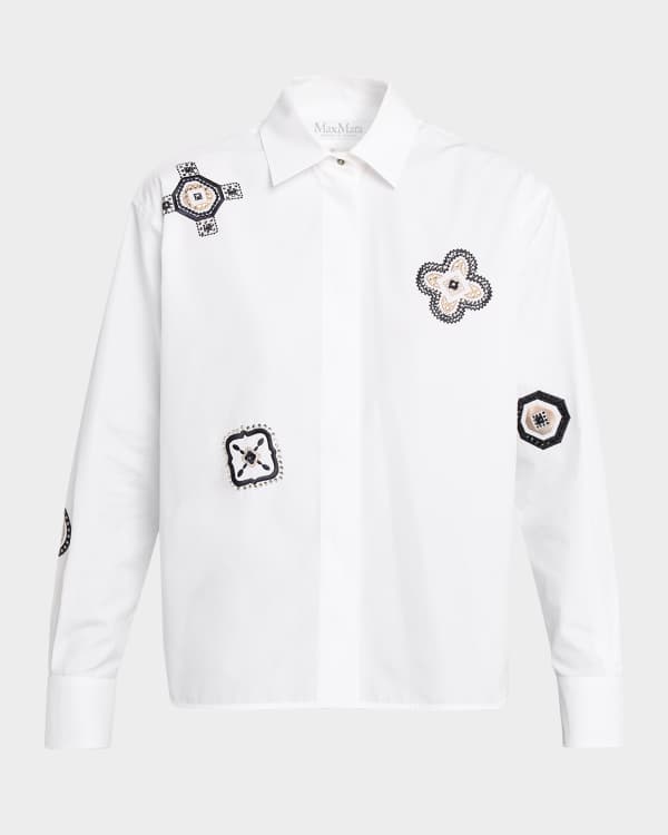 Max Mara Logo Embroidered Strass Dog-Print T-Shirt | Neiman Marcus
