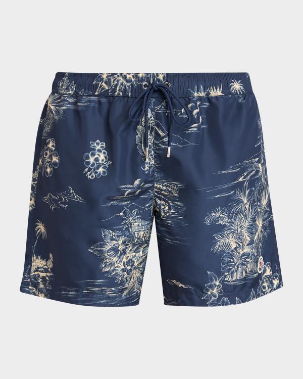 Brunello Cucinelli Men's Flower-Print Nylon Swim Shorts | Neiman