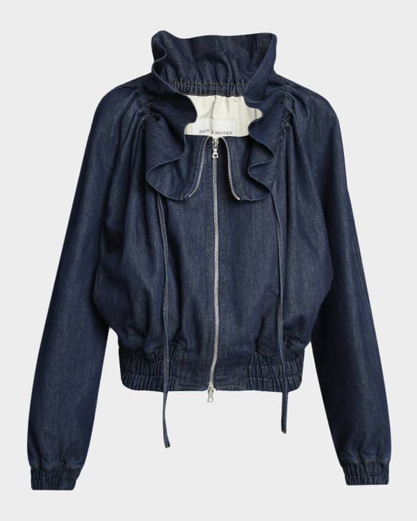 Dries Van Noten Vurano Studded Multi-Print Zip Jacket | Neiman Marcus