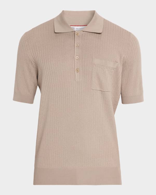 Helmut Lang Men's Pointelle Rib Knit Polo Shirt | Neiman Marcus