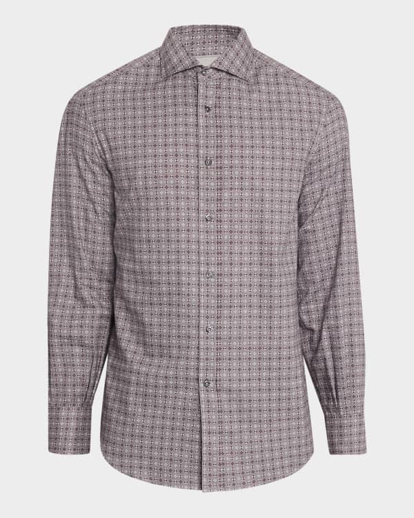 Brunello Cucinelli Men's Gingham Check Long-Sleeve Shirt | Neiman