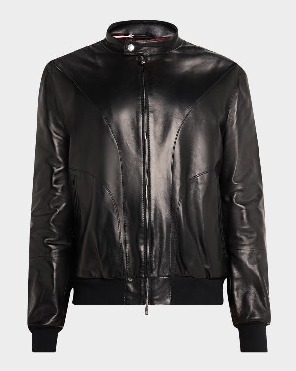 Emporio Armani Men's Oversized-Pocket Leather Bomber Jacket