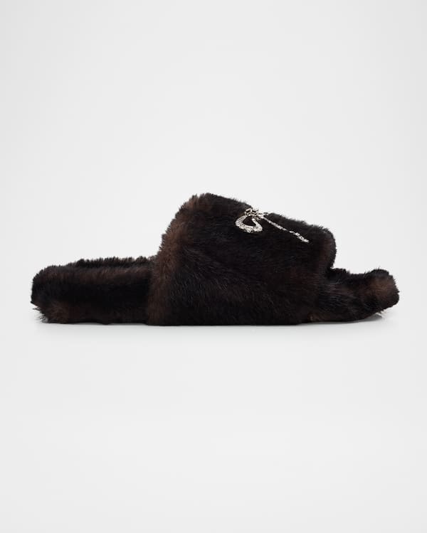 Balenciaga Furry Slide Sandals | Neiman Marcus