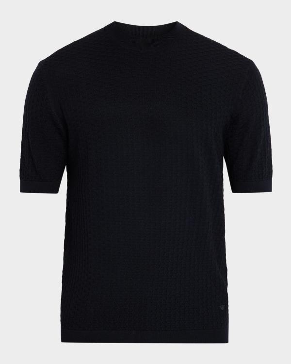 Emporio Armani Men's Texture-Knit Stretch Short-Sleeve Sweater
