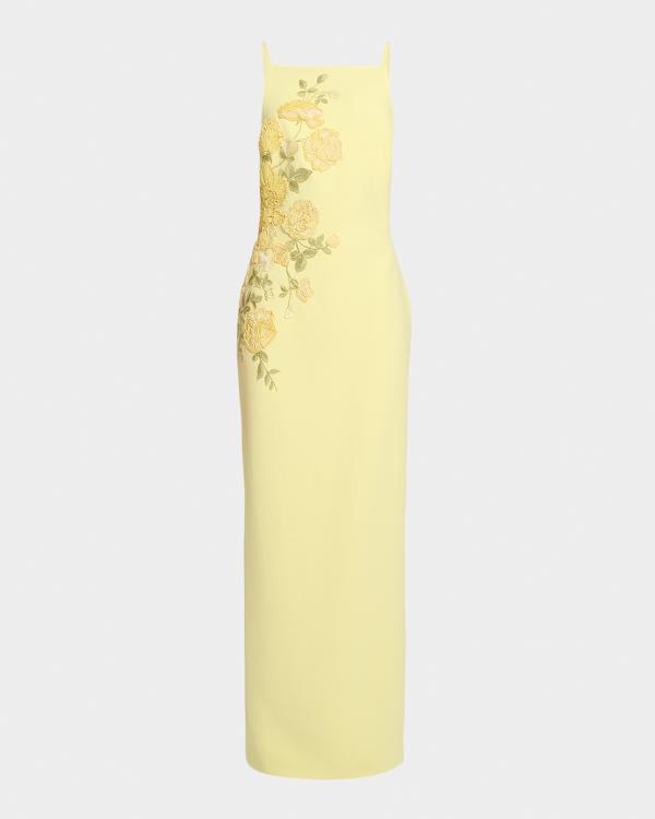 oscar de la renta floral jersey maxi dress Short-Sleeve Allium Print code-ALN