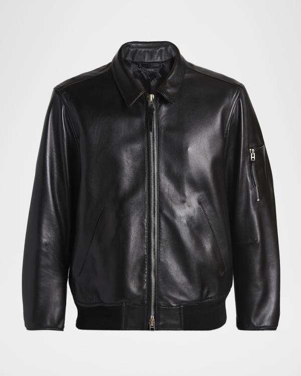 Emporio Armani Men's Oversized-Pocket Leather Bomber Jacket
